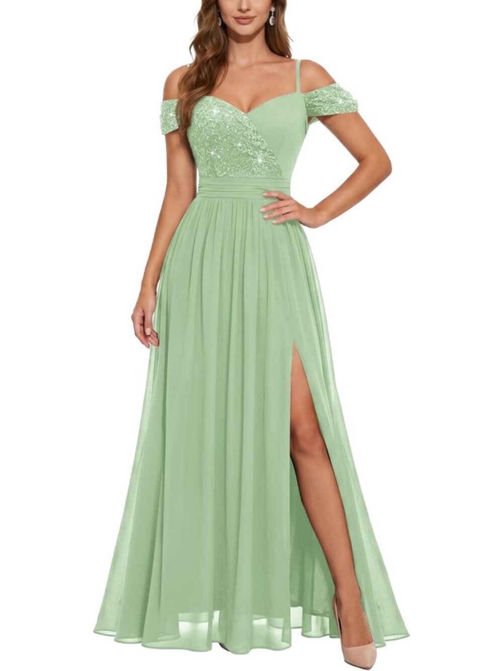 Elegant Off Shoulder Lace Wedding Maxi Dress - Perfect for Brides & Guests